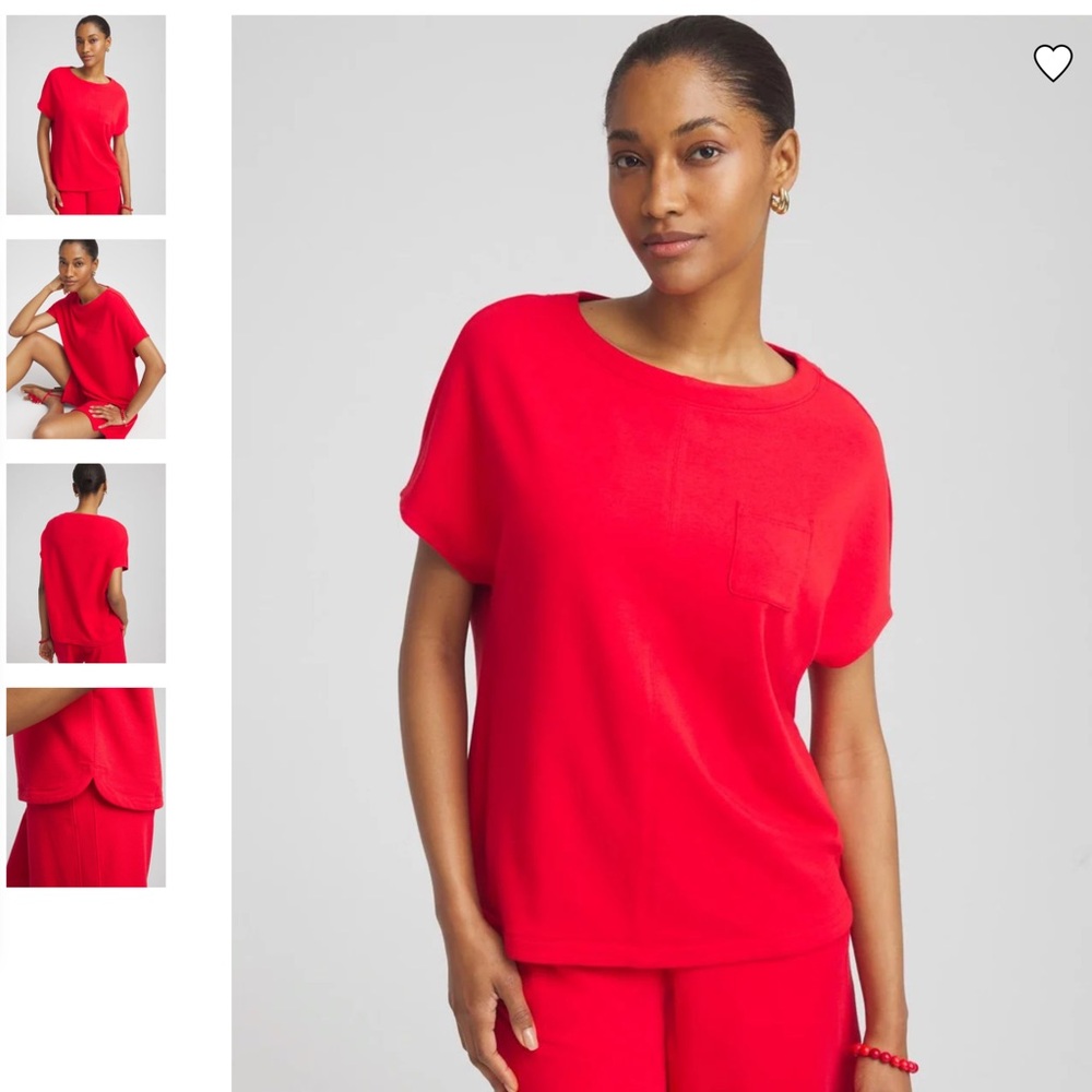 Chico's  Zenergy French Terry Red Short Sleeve Tee medium size 1  8/10 NWOT